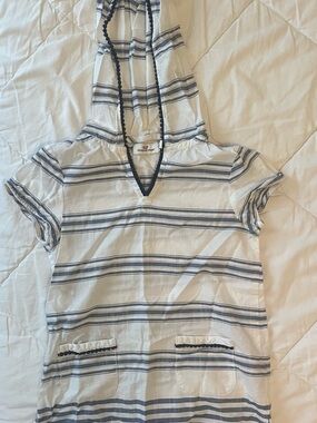 Vineyard vines Striped beach cover up - White & Navy kids xs